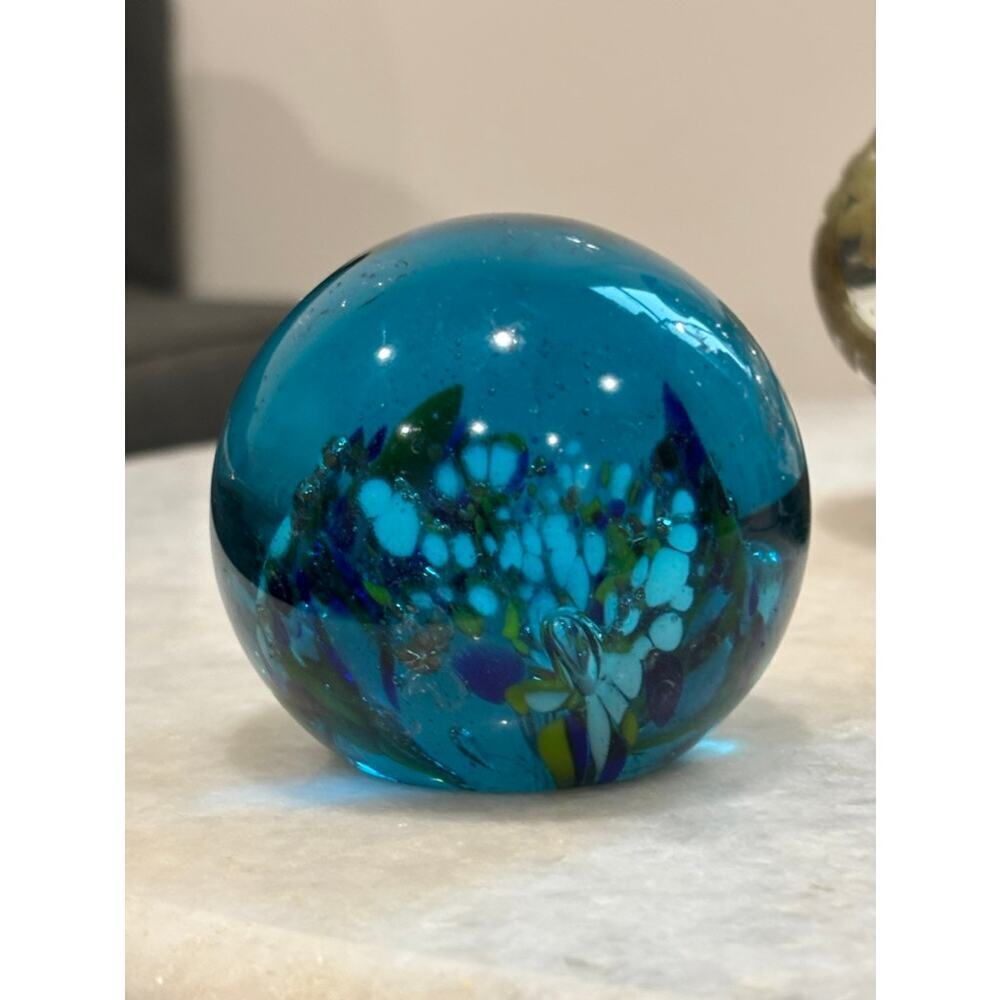 Antique Glass Paperweight Blue